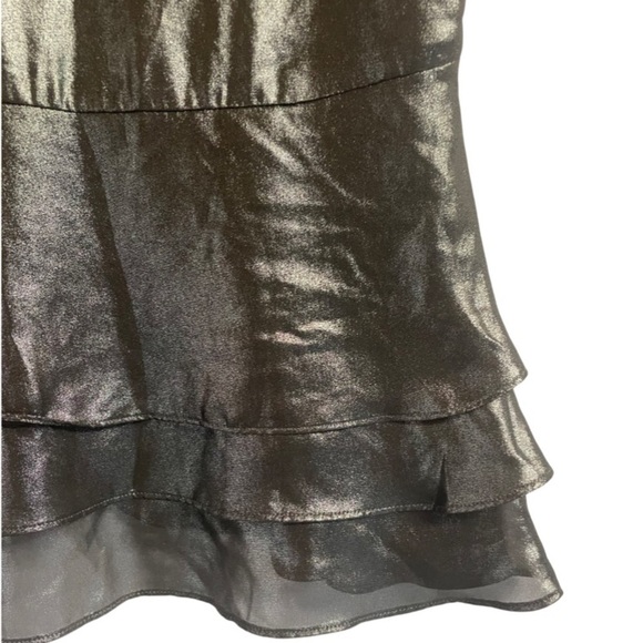 Banana Republic black shimmery ruffled blouse. Beautiful metallic fabric, size S - Picture 2 of 5